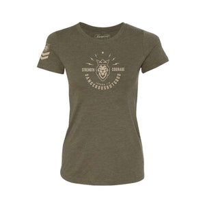 Strength & Courage OD Green Ladies T-Shirt